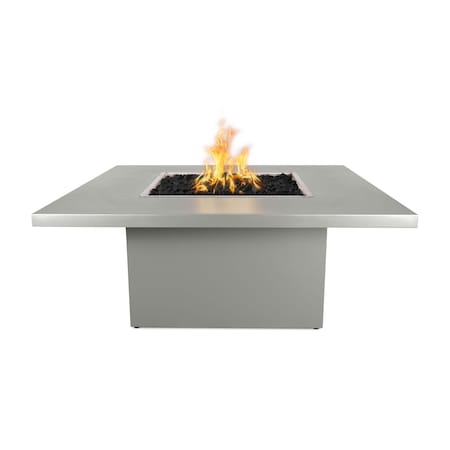 The Outdoor Plus 60 Square Bella Fire Table, Powder Coated Metal, Pewter, Spark Ignition w/Flame Sense, Liquid Propane OPT-BELPC60FSEN-PEW-LP